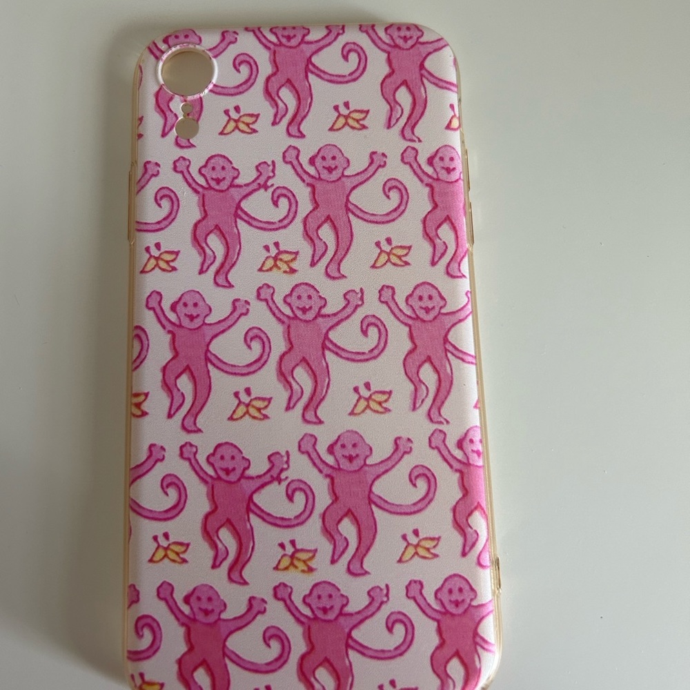 Roller rabbit pink monkeys phone case